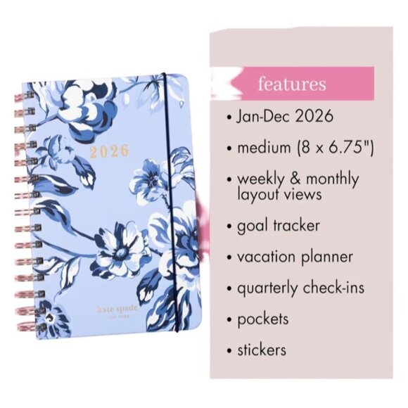 Kate Spade New York Daily Hardcover 2026 Planner Floral Toile Weekly & Monthly - Picture 8 of 8